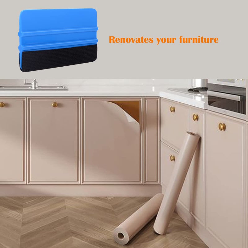 EHDIS 10pcs Vinyl Squeegee 4 Inch Car Vinyl Scraper Decal Applicator Window Tint Wallpaper Smoothing Tool with Black Fabric Felt Edge-Blue - Image 4